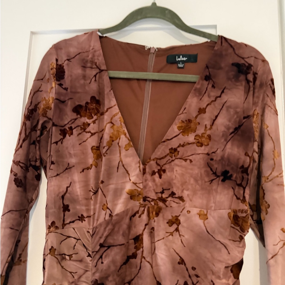 Lulu’s Dynamic Sensation Dark Mauve Floral Velvet Burnout Maxi Dress - Picture 7 of 9